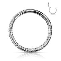 Zilverkleurige wire clicker piercing, chirurgisch staal, geschikt voor septum of helix.