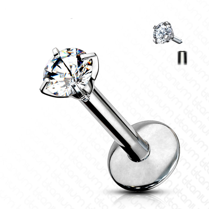 Titanium labret met klein zirconia steentje – geschikt voor lip en oor