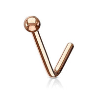 Rosékleurige neuspiercing L-vorm met bolletje – chirurgisch staal
