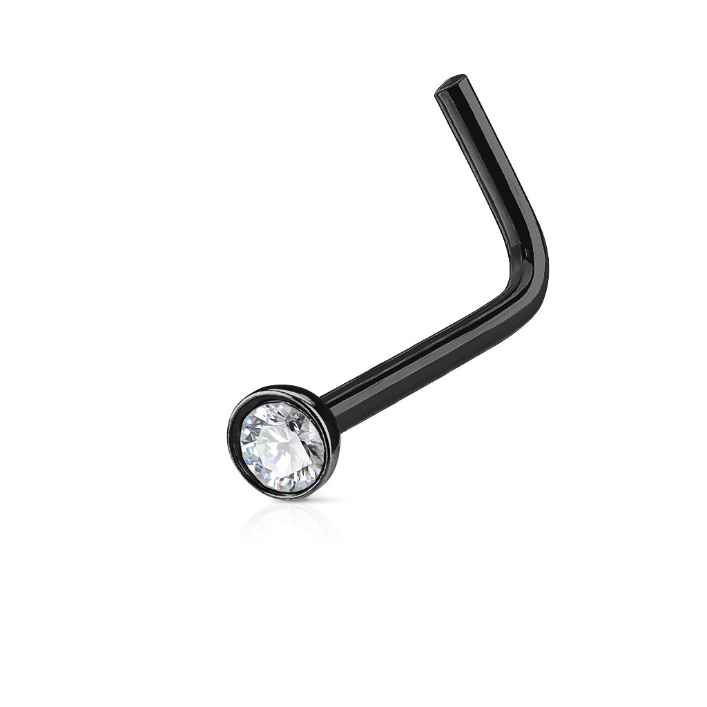 Zwarte L-vorm neuspiercing van chirurgisch staal, stevig en stijlvol