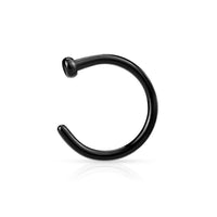 Zwarte open neusring – chirurgisch staal, minimalistisch voor nostril