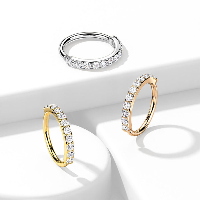 Rosékleurige neusring met zirconia in goud, zilver en rosé kleur