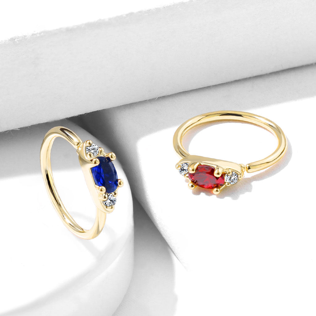 Neusringetjes met rode en blauwe zirconia